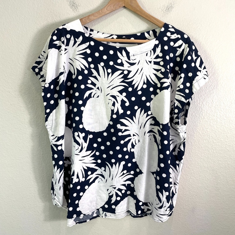 Ann Taylor Womens Plus XXL Pineapple Linen Blend Gusset Top Dolman Sleeve Shirt